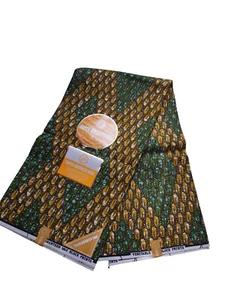 6 Yards / 5,48 Meter garantiert afrikanischer Stoff mit Wachsdruck und Design - Bild 1 von 7