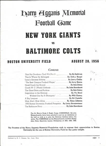 Aug 20, 1956 New York Giants & Baltimore Colts Harry Agganis Memorial Program - Picture 1 of 1