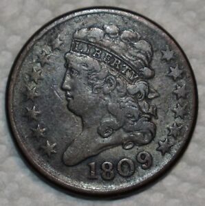 Fine 1809/6 Classic Half Cent, Solid specimen.