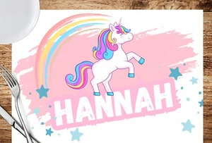 Personalised Girls Placemat Unicorn Colourful Dinner Table Mat Large Toddler’s - Picture 1 of 1