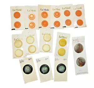 Vintage Buttons Lot Large 1-3/8" to 7/8" Size LaVie La Mode Orange Green Ivory - Picture 1 of 16