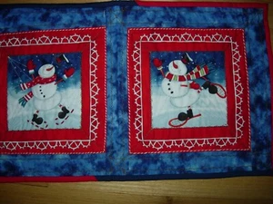 HAND & MACHINE QUILTED SNOWMAN RUNNER--24" X 13 1/2"--#R20-5-#1 - Picture 1 of 24