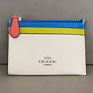 Brandneu mit Etikett Coach NY Farbblock Leder Mini schmale Ausweisetui Geldbörse Schlüsselring ~ UVP 88 $ - Bild 1 von 13