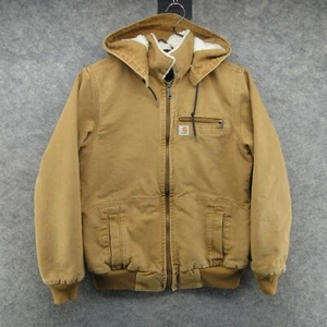 Carhartt Jacket Womens Medium Brown Weathered Wildwood Sherpa Lined Canvas Coat - Picture 1 of 19