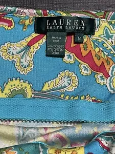 Lauren Ralph Lauren Paisley Print Blue Halter Midi dress Silk&Cotton Blend Sz M - Picture 1 of 5