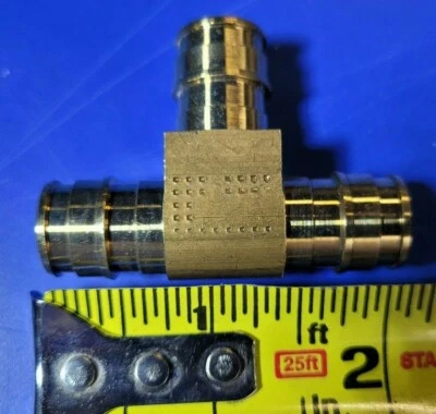 10 pcs) 1/2" Tees Eastman EZ-Flo 65289 Expansion PEX-A Barb Male Brass Lead Free - Image 1 of 2