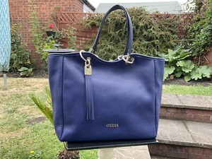 blue guess handbag