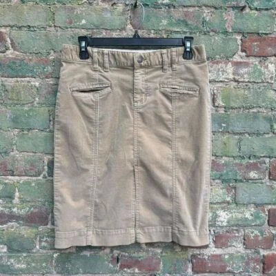 Y2K American Eagle Cordur0y Midi Skirt Women's SIze 2 Tan Beige Pencil Low Rise - Image 1 of 4