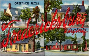 Greetings from Fredericksburg Virginia VA Multi-View 1930s Linen Postcard - Picture 1 of 2