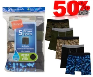 Calzoncillos boxer Hanes para niños talla L 14-16 ComfortSoft cintura, paquete de 5 MULTICOLOR - Imagen 1 de 12