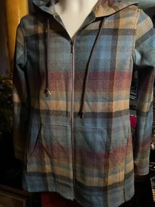 Men's Pendleton Wool Hooded Shirt/Jacket Multi-Plaid Sz. XS Zip Front Pockets - Picture 1 of 10