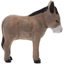  Wooden Donkey Figurine Wood Carved Small Animal Statue Donkey Sculpture Desk