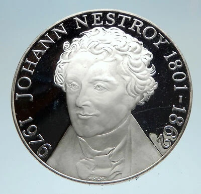 1976 AUSTRIA Musician Actor Johann Nestroy Big Silver 100 Schilling Coin i75209 - Image 1 of 3