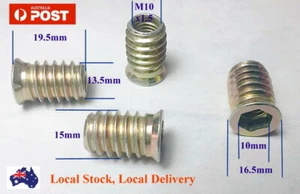 Qty 20 M10 x 20mm Hard Wood Timber Threaded Flange Zinc Steel Insert Allen Nut - Picture 1 of 1