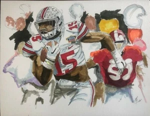 GRANDE STAMPA 10 GIOCATORI SPORTIVI di Ohio State Buckeye Ezekiel Elliot di Michael Brown - Foto 1 di 1
