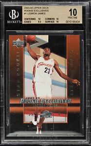 2003-04 UPPER DECK LEBRON JAMES #1 ROOKIE EXCLUSIVES RC BGS 10 PRISTINE POP 20