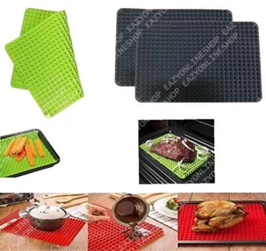 Pyramid Pan Fat Reducing Non Stick Silicone Cooking Mat Oven Baking Tray - Picture 1 of 19
