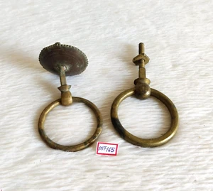 19c Vintage Handmade Ornated Brass Drawer Knobs Old Collectible 2Pcs MT165 - Picture 1 of 6