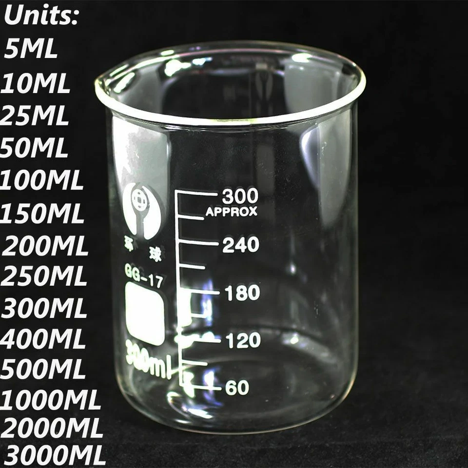 200ML-5000ML Chemistry Laboratory Glassware Beaker Beaker Borosilicate Measuring - Image 1 of 1