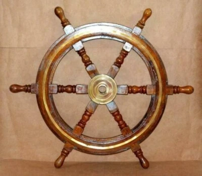 vintage ancienne réplique pirates trésors décoratifs meilleure roue en bois à... - Photo 1/4