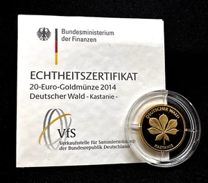 Goldmünze Deutscher Wald Kastanie, 1/8 Unze Gold, 999,9 AU, 3,89 Gramm - Bild 1 von 3