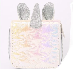 Claire’s Iridescent Quilted Unicorn Mini Zip Wallet in White New with Tags - Picture 1 of 2