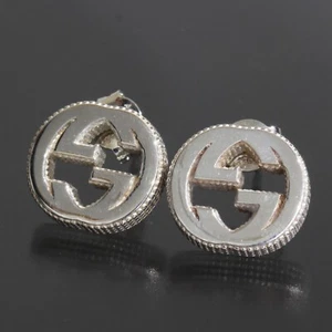 GUCCI G Motif Earrings Interlocking Ag925 Silver E1119 - Picture 1 of 6