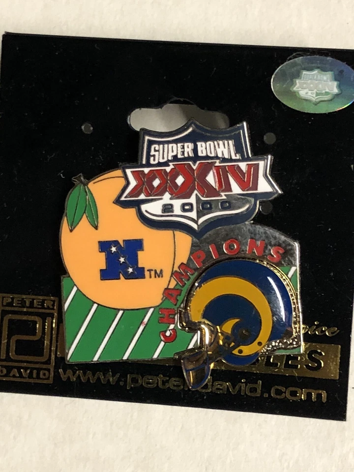 NFL 2000 Super Bowl XXXIV Solapa Sombrero Pin St. Louis Rams Campeones NFC Foto 1 de 1