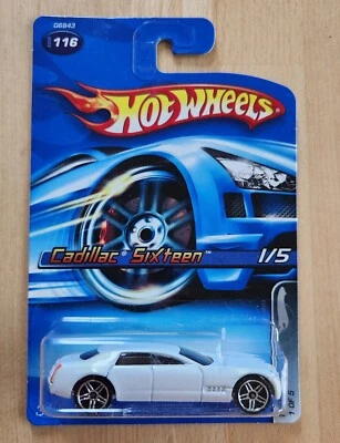 Tarjeta Hot Wheels Cadillac Sixteen Twenty 2005 1/5 #116 blanca Foto 1 de 3