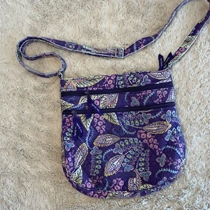Vera Bradley Crossbody Triple Zip Hipster Batik Leaves Pattern 12 x 12 Purse - Picture 1 of 12