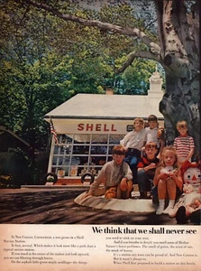 1969 Shell Gasoline 2-Page Print Ad Wall Art Group of Children in a Shell Statio - Picture 1 of 4