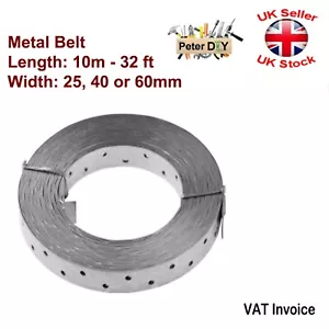 Galvanised Perforated Metal Fixings Securing LONG TAPE Band Belt 10m - 32 ft - Picture 1 of 4