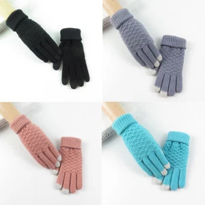Cálidos Guantes Pantalla Invierno Táctil Lanza Crochet Damas Tejidos Lindos Mujeres - Imagen 1 de 15