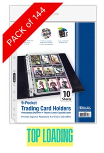 BAZIC Top Loading 9-Pockets Sports Card Holder (10 sheets)- pack of 144 - Picture 1 of 7