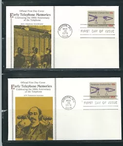 US SC # 1683 Telephone Centennial FDC. Four Different Fleetwood Covers - Picture 1 of 2