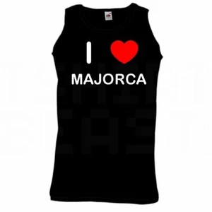 Majorca I Love Heart Vest Adult Crew Neck Athletic Gym Vest - Picture 1 of 18