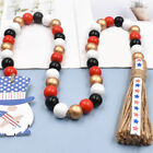 4th of July Tiered Tray Decor Patriotic Wood Bead Garland Rustic Bead Garland