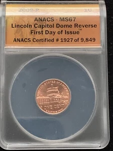 2009 P Lincoln Cent Capitol Dome Presidency MS67 ANACS FDOI - Picture 1 of 3