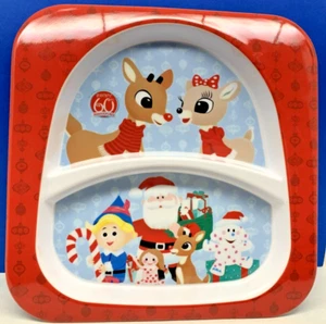 DanDee NEW Rudolph The Red-Nosed Reindeer 60th Anniversary 2-Sectioned Plate - Picture 1 of 3