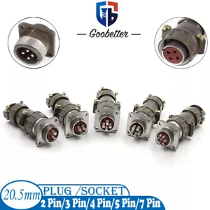 Connector Metal Panel Cable Connector Aviation Plug Socket 2 3 4 5 7 Pin 20.5mm - Picture 1 of 9