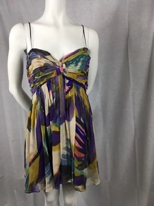 NWT Foley Corinna SILK Chiffon A Line Babydoll Party Cocktail Dress Spaghetti St - Picture 1 of 7