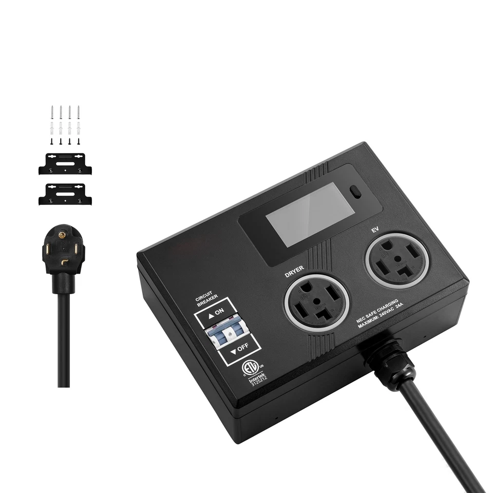 NEMA Splitter for Dryer and EV NEMA 14-30P 2x 14-30R 3.4'' LCD Screen ETL - Image 1 of 4
