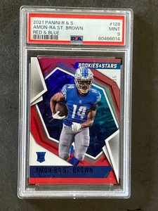 Panini Rookies & Stars Amon-Ra St. 2021 marrón rojo y azul RC #/35 PSA 9 - Imagen 1 de 2