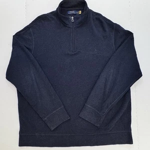 Polo Ralph Lauren Herren XL Quarter Zip Fischgrät dunkelblau Pullover Sweater weich - Bild 1 von 7
