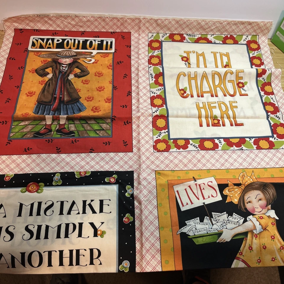 Mary Engelbreit 2008 Attitude Girls Cotton FABRIC 44”x 24” by Moda - Image 1 of 4