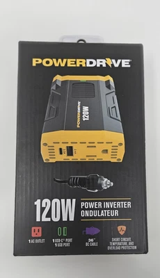 PowerDrive 120 Watt Power Inverter by RoadPro - 2.4A USB and 3.0A USB-C- New - Image 1 of 4