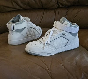 Herren Christian Dior Grau Elfenbein Leder Designer Turnschuhe Größe 10 US - Bild 1 von 18