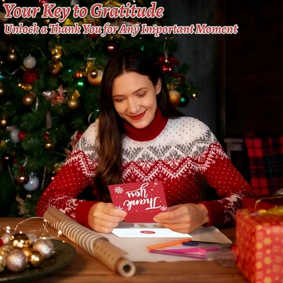 300 Pack Christmas Thank You Cards with Envelopes and Matching Stickers, 4.5X... - Image 1 of 4