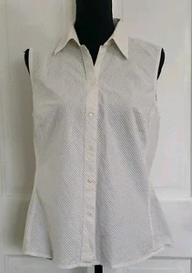 Lands' End ärmellose geknöpfte Seersucker Bluse Größe 12 - Bild 1 von 5