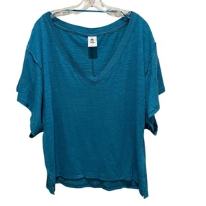 T-shirt donna We The Free Teal oversize scollo a V slub manica corta taglia XS - Foto 1 di 8